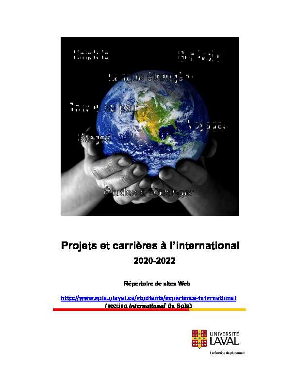 [PDF] Projets et carrières à linternational