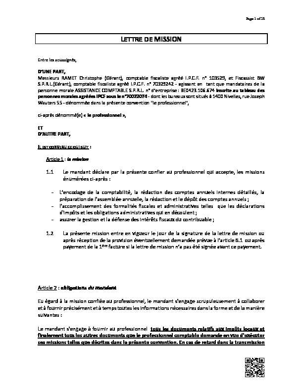 [PDF] LETTRE DE MISSION - Assistance Comptable