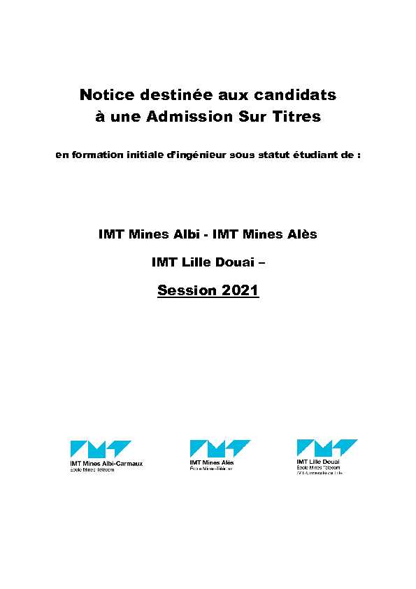 [PDF] Notice destinée aux candidats à une Admission Sur Titres