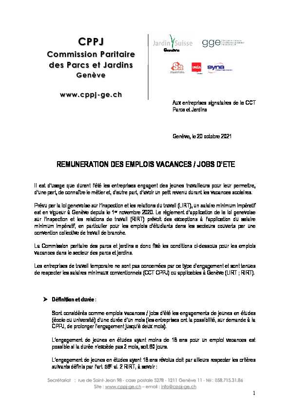 [PDF] remuneration des emplois vacances / jobs dete - CPPJ