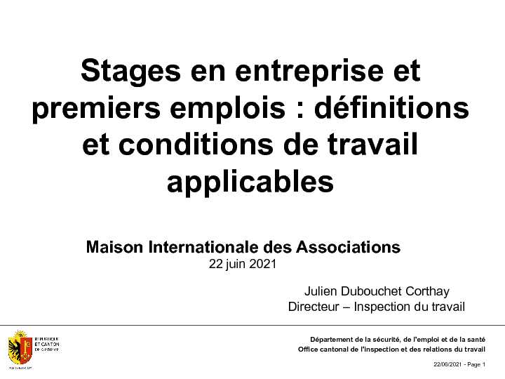 [PDF] Stages en entreprise et premiers emplois : définitions et conditions