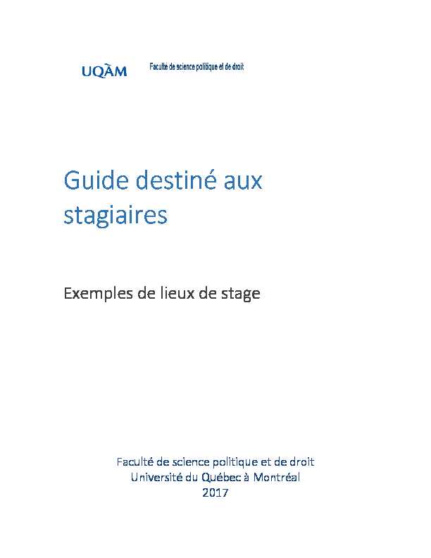 [PDF] Guide destiné aux stagiaires