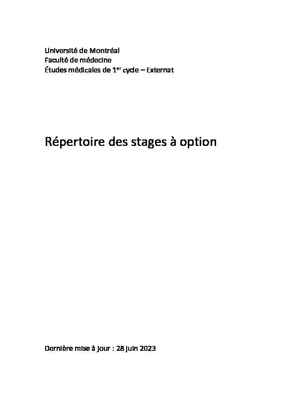 [PDF] Répertoire des stages à option - Doctorat de 1er cycle en médecine