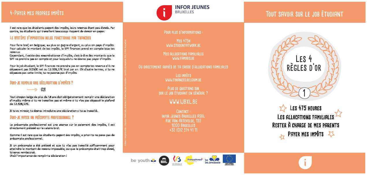 [PDF] Les 4 règles dor - Infor Jeunes Bruxelles