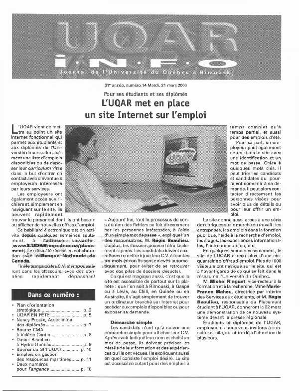 [PDF] LUQAR met en place un site Internet sur lemploi