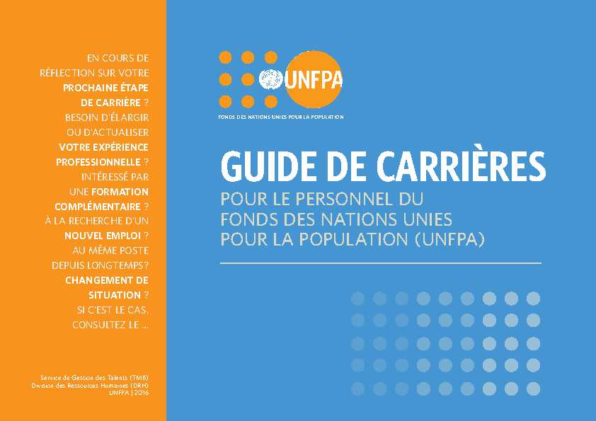 [PDF] GUiDE DE CARRiÈRES - United Nations Population Fund