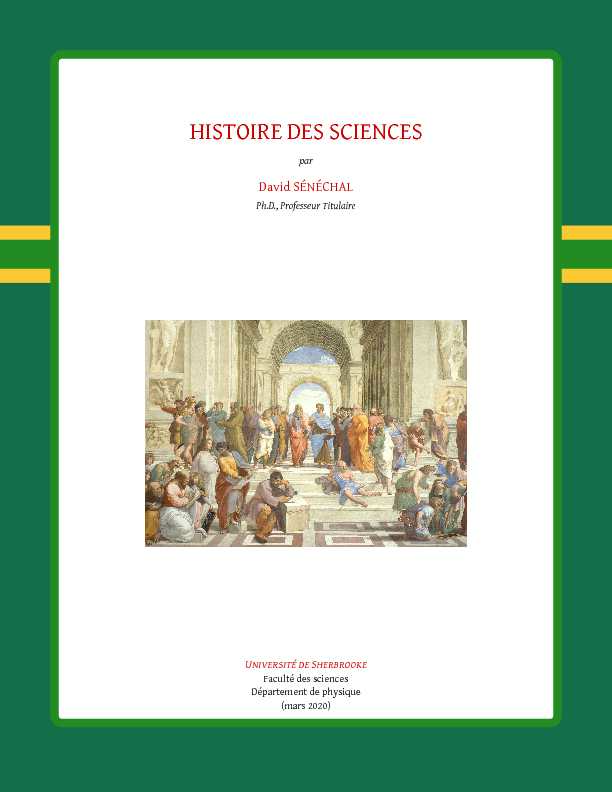 HISTOIRE DES SCIENCES