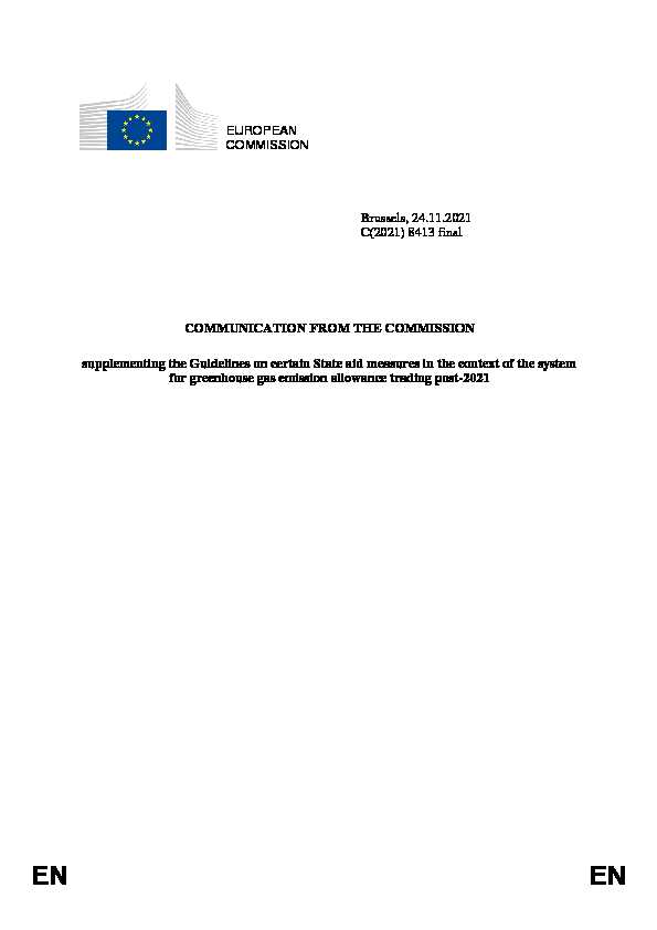 EUROPEAN COMMISSION Brussels 24.11.2021 C(2021) 8413