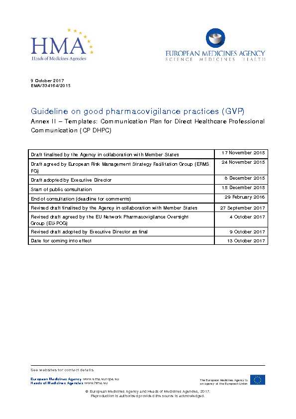 Guideline on good pharmacovigilance practices (GVP) - Annex II
