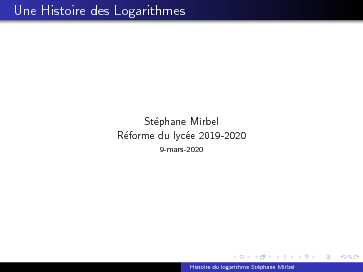 Histoire du logarithme Stéphane Mirbel