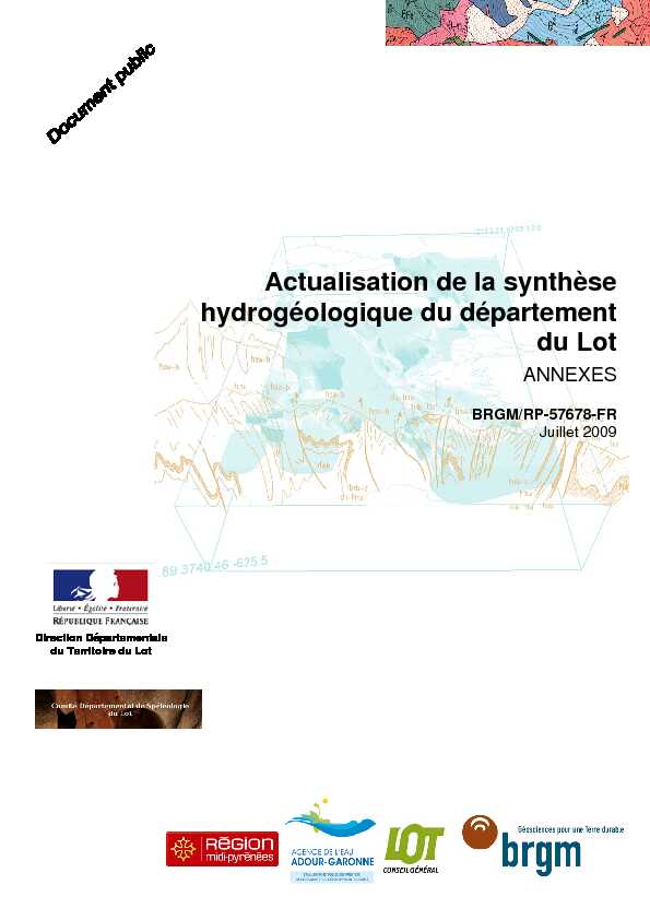 Actualisation de la synthèse hydrogéologique du département du Lot