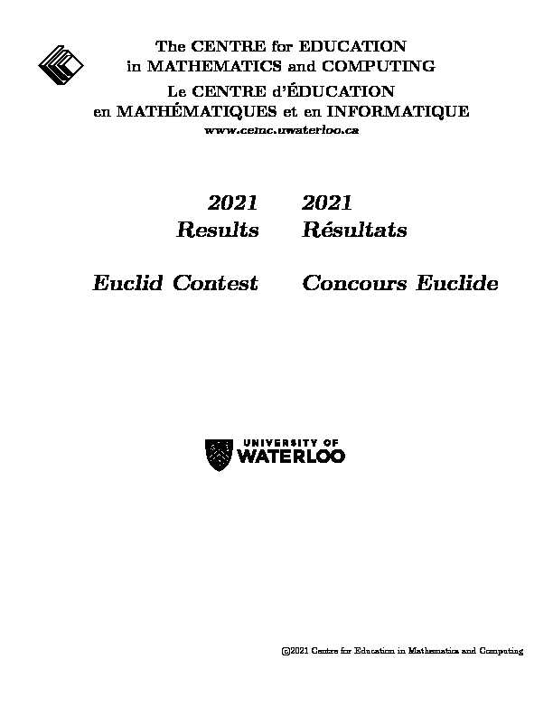 2021 Results Euclid Contest 2021 Résultats Concours Euclide