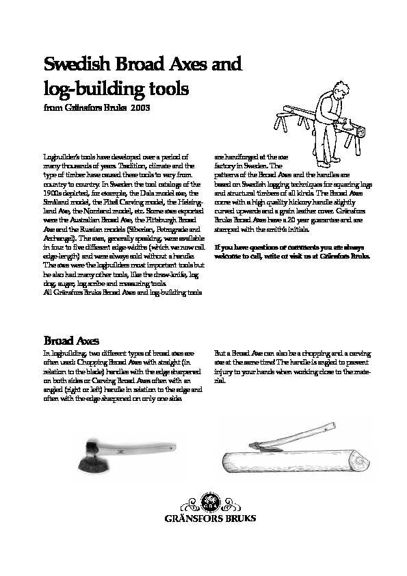 Swedish Broad Axes and log-building tools