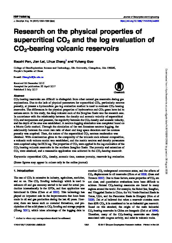 Research on the physical properties of supercritical CO2 and the log
