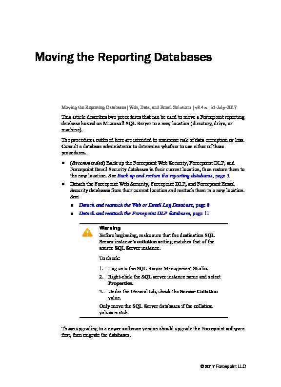 Moving the Reporting Databases