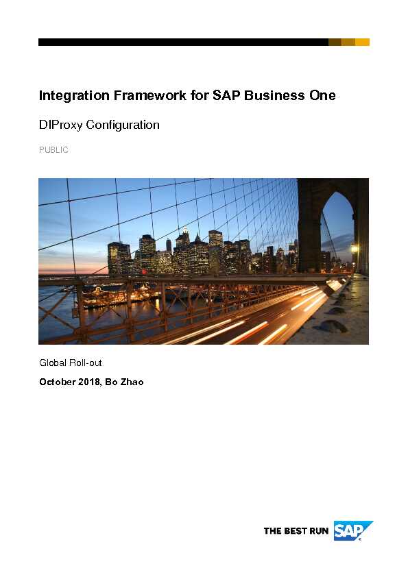 Integration Framework for SAP Business One - DIProxy Configuration