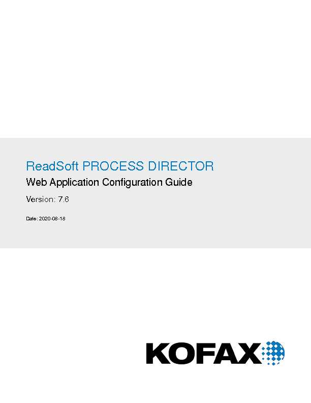 ReadSoft PROCESS DIRECTOR - Web Application Configuration