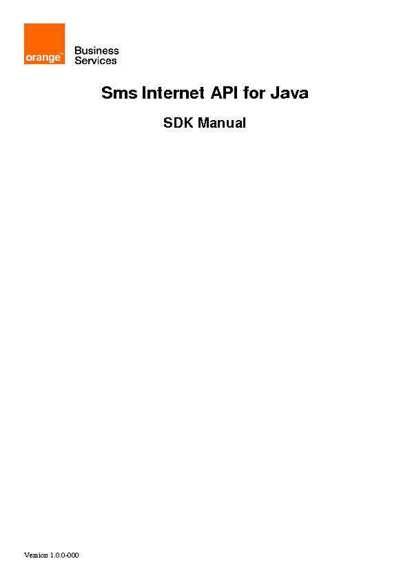 Sms Internet API for Java: SDK Manual