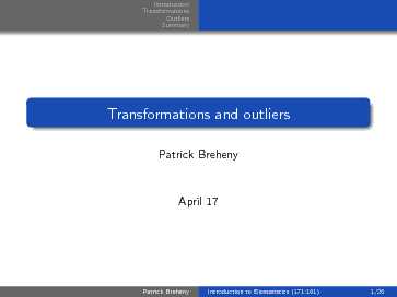 Transformations and outliers