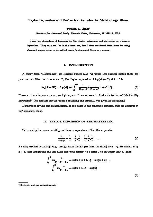Taylor Expansion and Derivative Formulas for Matrix Logarithms