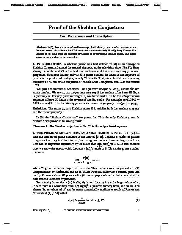 Proof of the Sheldon Conjecture
