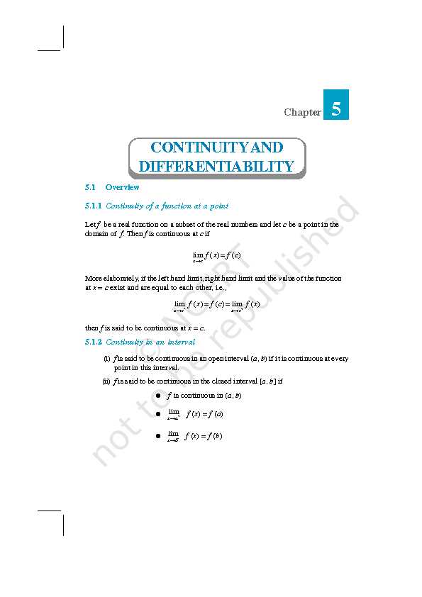 CONTINUITY AND DIFFERENTIABILITY