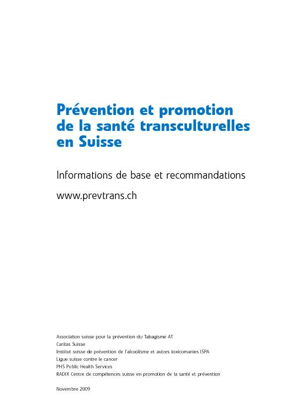 Prévention et promotion de la santé transculturelles en Suisse