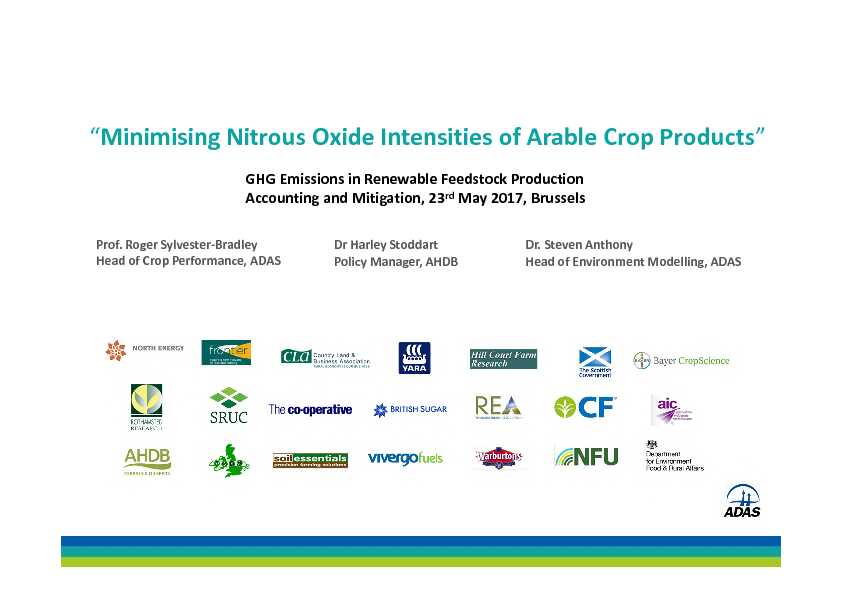 “Minimising Nitrous Oxide Intensities of Arable Crop Products”