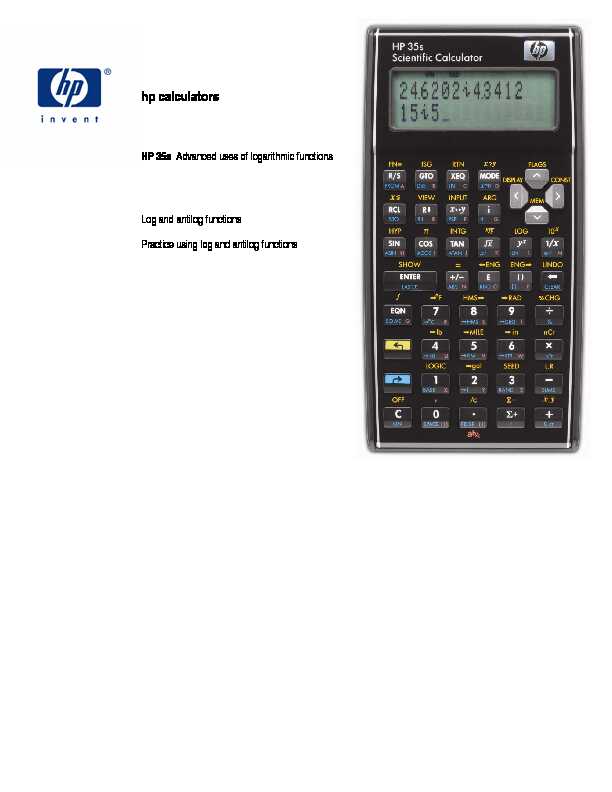 hp calculators - HP 35s Advanced uses of logarithmic functions Log