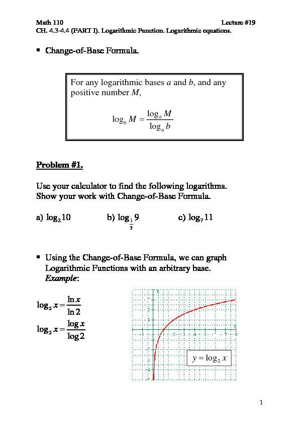 Change-of-Base Formula. For any logarithmic bases a and b and