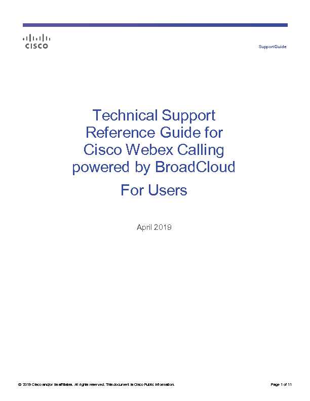 Technical Support Reference Guide for Cisco Webex Calling
