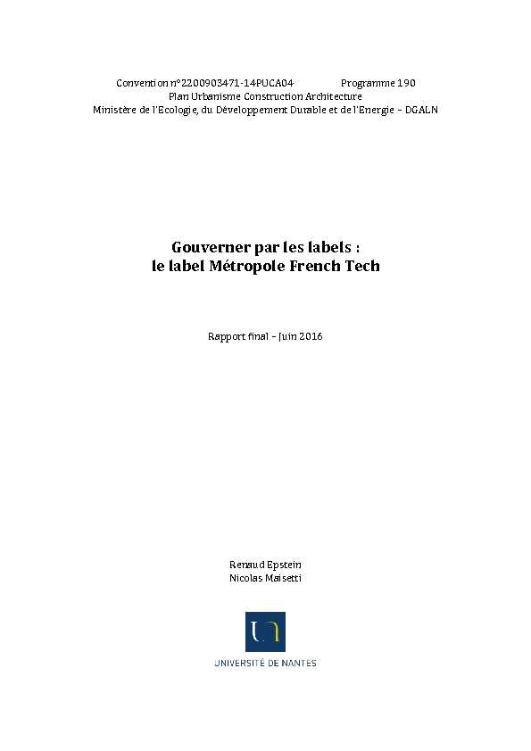 Gouverner par les labels : le label Métropole French Tech
