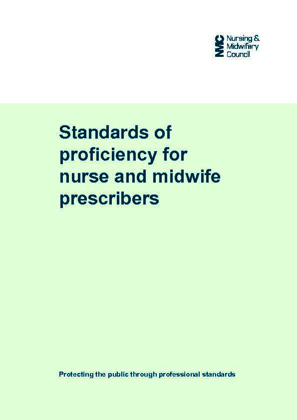 Standards of proficiency for nurse and midwife prescribers