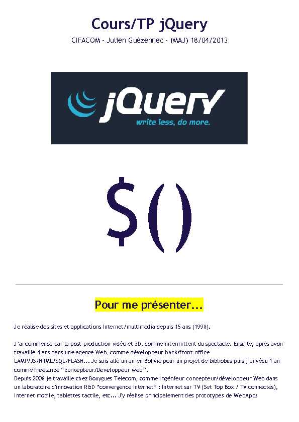 Cours/TP jQuery