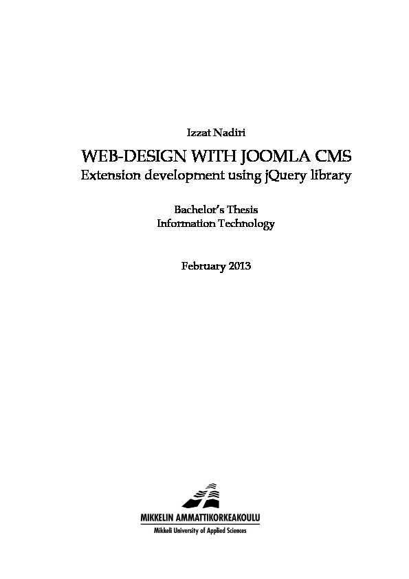 WEB-DESIGN WITH JOOMLA CMS - Extension development using