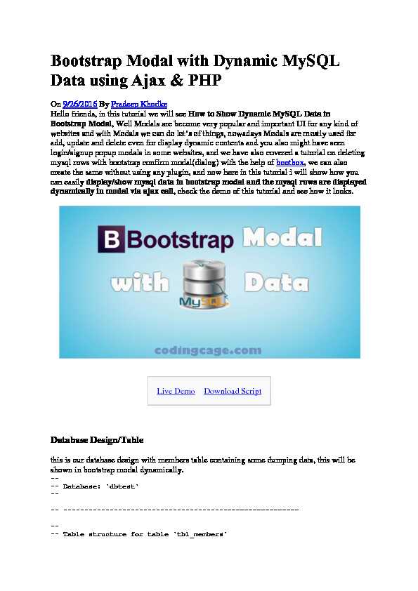 Bootstrap Modal with Dynamic MySQL Data using Ajax & PHP