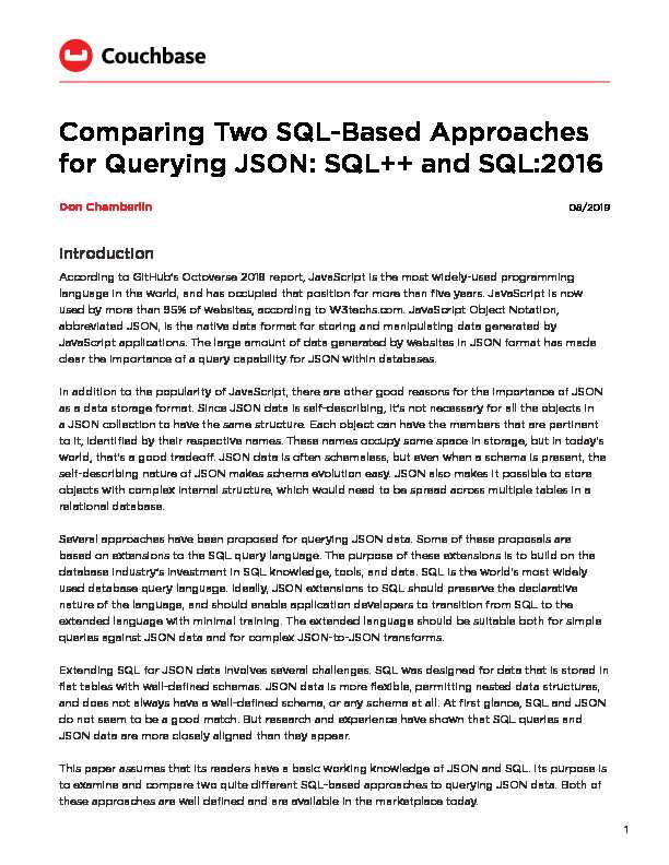 Comparing Two SQL-Based Approaches for Querying JSON: SQL  