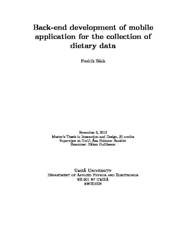 Back-end development of mobile application for the collection of