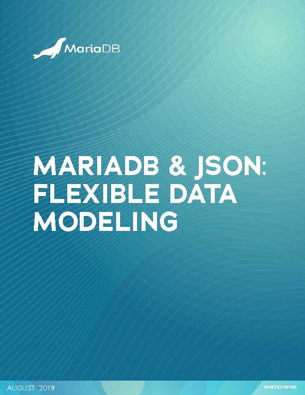 MariaDB and JSON: Flexible Data Modeling