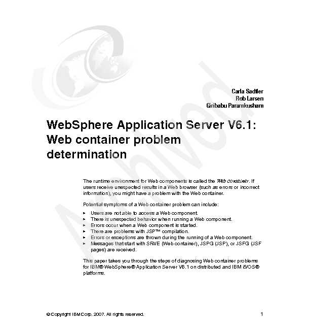 WebSphere Application Server V6.1: Web Container Problem