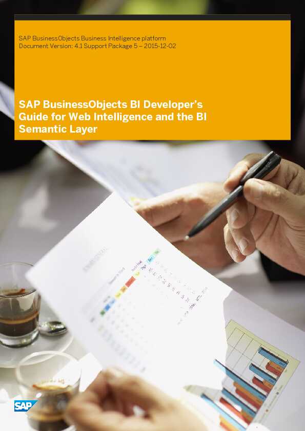 SAP BusinessObjects BI Developers Guide for Web Intelligence and