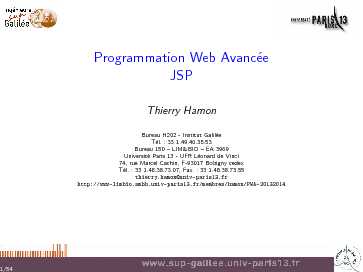 Programmation Web Avancée JSP
