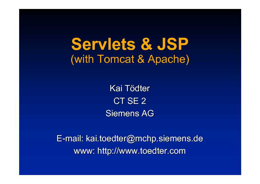 Servlets & JSP - (with Tomcat & Apache)