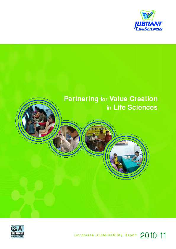 Jubilant Life Sciences - Corporate Sustainability Report 2010-11