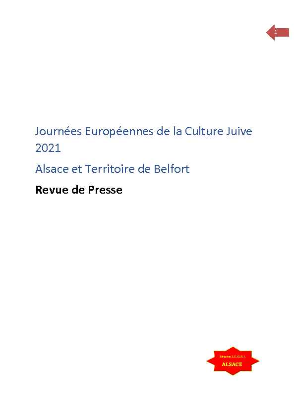 Journées Européennes de la Culture Juive 2021 Alsace et Territoire