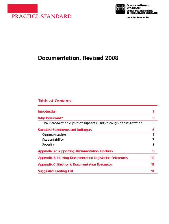 PRACTICE STANDARD Documentation Revised 2008
