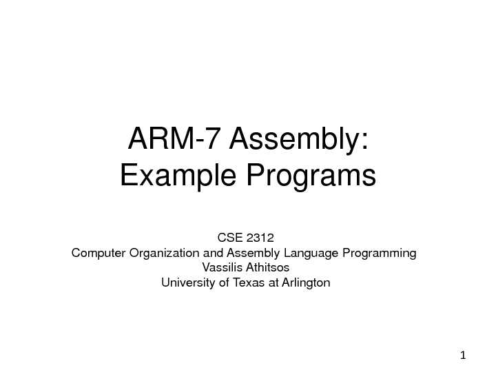 [PDF] ARM-7 Assembly: Example Programs