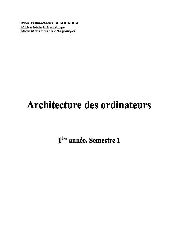 [PDF] Architecture des ordinateurs - Ecole Mohammadia dingénieurs