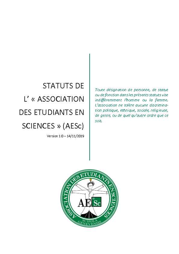 [PDF] STATUTS DE L « ASSOCIATION DES ETUDIANTS EN SCIENCES