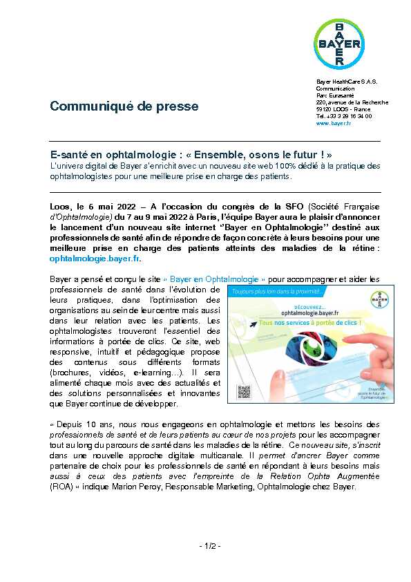 [PDF] Communiqué de presse - Société Française dOphtalmologie
